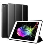 Juodas dėklas Apple iPad 9.7 2018 iPad 9.7 2017 smart leather su planšetiniu ir atidengtu ekranu