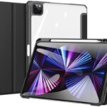 Juodas dėklas Apple iPad Pro 11 su permatomu nugarėle ir magnetiniu dangčiu