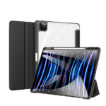 Juodas dėklas Apple iPad Pro 12.9 2021 2022 Dux Ducis Toby su permatomu nugarėlių apsaugininku