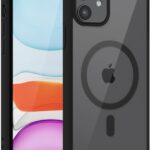 Juodas dėklas Apple iPhone 11 su matiniu paviršiumi ir magnetiniu žiedu