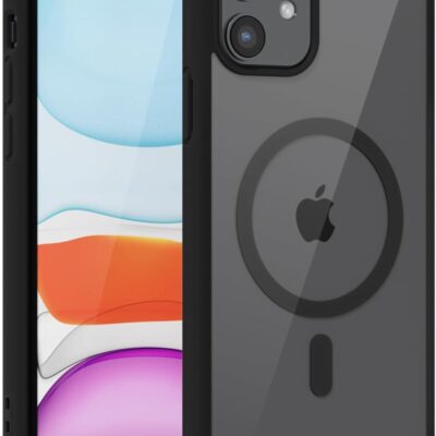 Juodas dėklas Apple iPhone 11 su matiniu paviršiumi ir magnetiniu žiedu