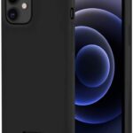 Juodas dėklas Apple iPhone 12 12 Pro Mercury Soft matomas iš priekio ir nugarėlės.