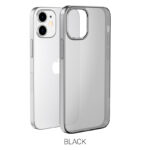 Juodas dėklas Apple iPhone 12 mini Hoco Light Series, matomas apsauginis permatomas dėklas su juodais kraštais