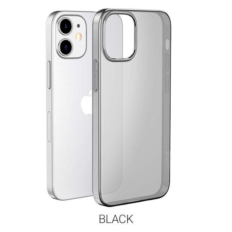 Juodas dėklas Apple iPhone 12 mini Hoco Light Series Juodas dėklas Apple iPhone 12 mini Hoco Light Series, matomas apsauginis permatomas dėklas su juodais kraštais