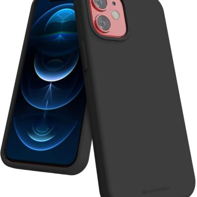 Juodas dėklas Apple iPhone 12 mini Mercury Silicone, apsaugantis telefoną matiniu paviršiumi