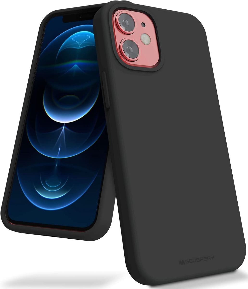 Juodas dėklas Apple iPhone 12 mini Mercury Silicone Juodas dėklas Apple iPhone 12 mini Mercury Silicone, apsaugantis telefoną matiniu paviršiumi