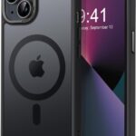 Juodas dėklas Apple iPhone 13 Matte MagSafe su matinio paviršiaus tekstūra