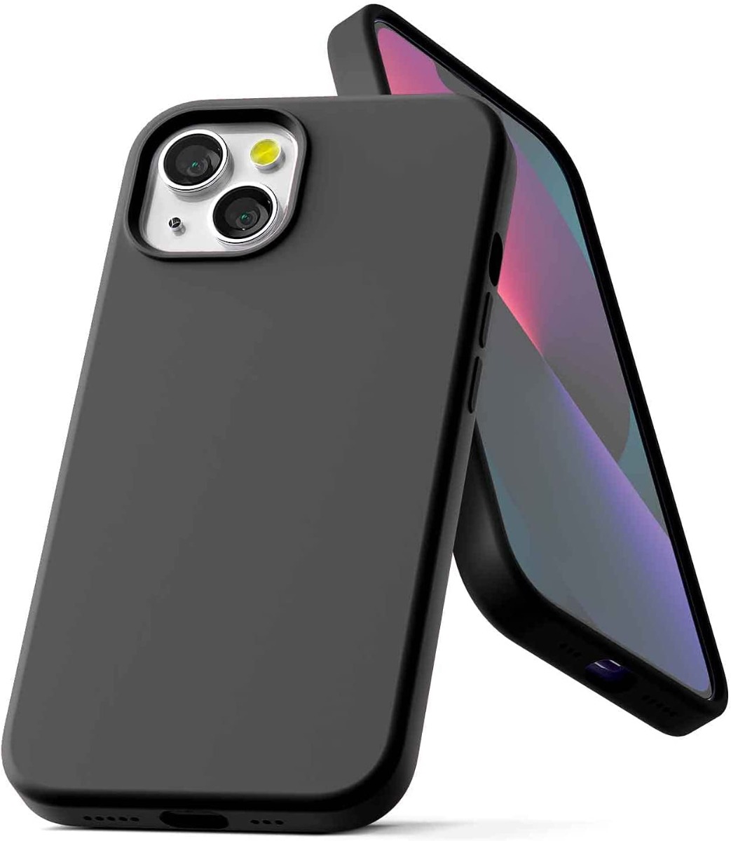 Juodas dėklas Apple iPhone 13 Mercury Silicone juodas deklas apple iphone 13 mercury silicone telefone su silikonine medziaga ir apsauga kameroms