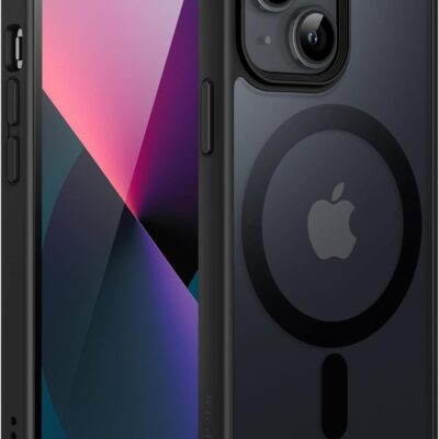 Juodas dėklas Apple iPhone 13 mini Matte MagSafe su matiniu paviršiumi ir kameros apsauga