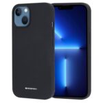 Juodas dėklas Apple iPhone 14 Mercury Silicone su matinio paviršiaus tekstūra ir apvalintais kampais