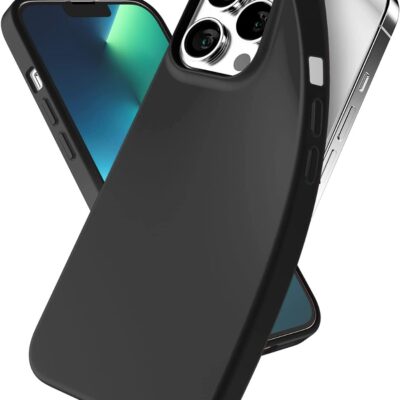 Juodas dėklas Apple iPhone 14 Pro Max Mercury Soft su matiniu paviršiumi ir tiksliomis išpjovomis kamerai.