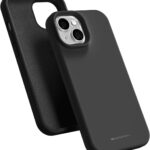 Juodas dėklas Apple iPhone 15 Plus Mercury Silicone su išorine ir vidine pusėmis