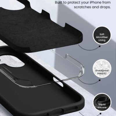 Juodas dėklas Apple iPhone 16 Plus Mercury Silicone trijų sluoksnių apsauga