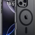 Juodas dėklas Apple iPhone 16 Pro Matte MagSafe su matiniu paviršiumi ir magento žiedu