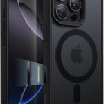 Juodas dėklas Apple iPhone 16 Pro Max Matte MagSafe su magnetiniu žiedu