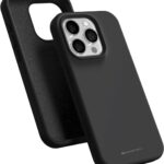 Juodas silikoninis dėklas Apple iPhone 16 Pro Max su apsauga kamerai