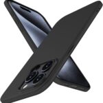 Juodas dėklas Apple iPhone 16 Pro X-level Guardian, matomas iš šono ir su kamera