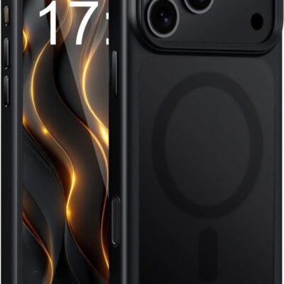 Juodas dėklas Apple iPhone 17 Pro Max Matte MagSafe su matine tekstūra ir apsauga nuo smūgių