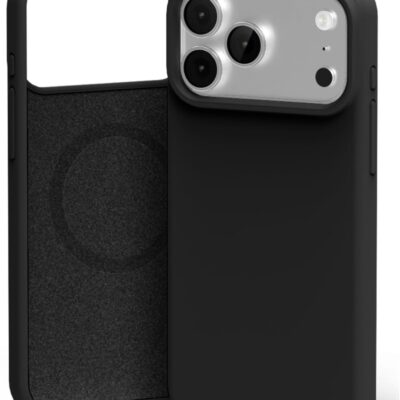 Juodas dėklas Apple Iphone 17 Pro Max Mercury Pure Magsafe Silicon su matiniu paviršiumi ir apsauga kamerai