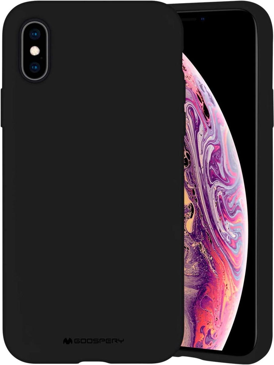 Juodas dėklas Apple iPhone X XS Mercury Silicone Juodas dėklas Apple iPhone X XS Mercury Silicone su matiniu paviršiumi ir užapvalintais kampais