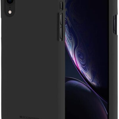 Juodas dėklas Apple iPhone XR Mercury Soft matomas iš priekio ir galo