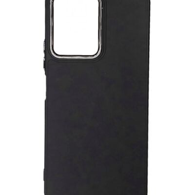 Juodas dėklas FRAME telefonui Xiaomi Redmi 13C su blizgia sidabrine kamera apsauga