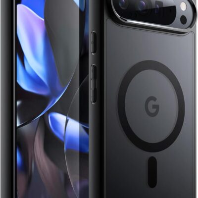 Juodas dėklas Google Pixel 9 Pro Matte MagSafe su matiniu paviršiumi ir apsauga kamerai