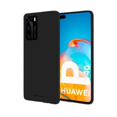 Juodas dėklas Huawei P40 Mercury Soft priekyje ir gale su matiniu paviršiumi