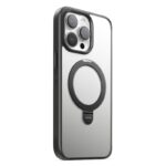 Juodas dėklas Joyroom JR-BP004 Magnetic su laikikliu telefonui Apple iPhone 15 Pro matomas iš šono