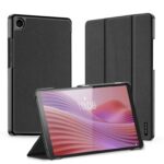 Juodas dėklas Lenovo Tab One 8.7 TB305 Dux Ducis Domo su tekstūruota išorine dalimi ir vertikaliai sulankstomu viršeliu
