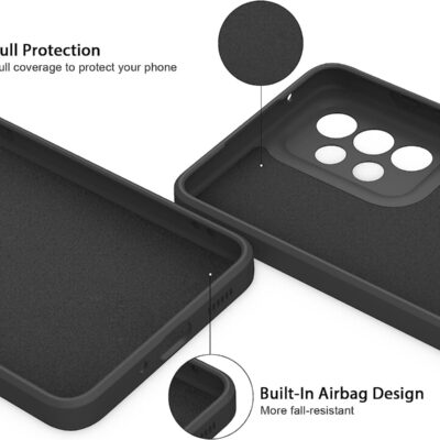 Juodas dėklas Samsung A336 A33 5G Liquid Silicone su integruotu oro pagalvės dizainu ir pilna apsauga