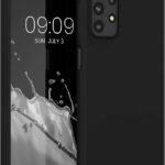 Juodas dėklas Samsung Galaxy A235 A23 4G su matiniu paviršiumi ir apsauga kamerai