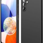 Juodas dėklas Samsung Galaxy A256 A25 5G Liquid Silicone 1.5mm matomas iš priekio ir galo