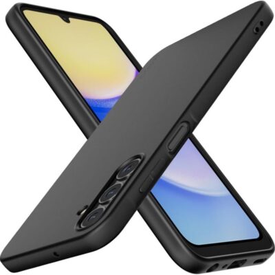 Juodas dėklas Samsung Galaxy A266 A26 5G X-level Guardian matomas iš abiejų pusių su atverstu ekranu ir kamera