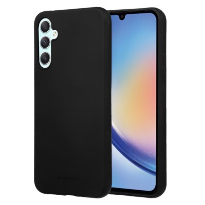 Juodas dėklas Samsung Galaxy A346 A34 5G Mercury Soft su matinės tekstūros paviršiumi