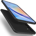 Juodas dėklas Samsung Galaxy A346 A34 5G su matiniu paviršiumi ir tiksliais išpjovimais kamerai ir jungtims
