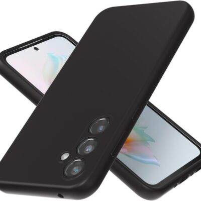 Juodas dėklas Samsung Galaxy A366 A36 5G su lygia paviršiaus tekstūra ir atvira kamera