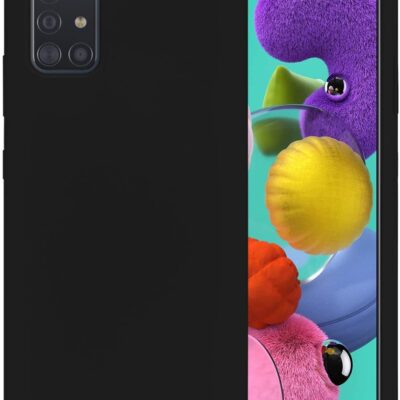 Juodas dėklas Samsung Galaxy A515 A51 Mercury Silicone matomas iš priekio ir gale