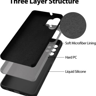 Juodas dėklas Samsung Galaxy A536 A53 5G Mercury Silicone su mikropluošto, kieto PC ir skysto silikono sluoksniais