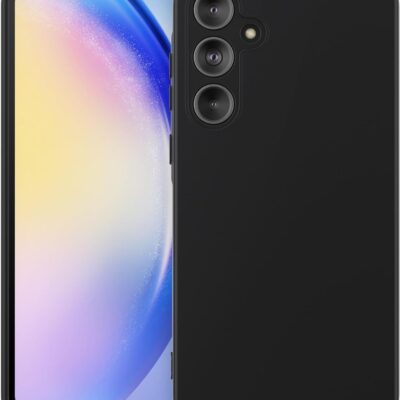 Juodas dėklas Samsung Galaxy A556 A55 5G Liquid Silicone 1.5mm liečiamas prie telefono