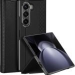 Juodas dėklas Samsung Galaxy F956 Z Fold 6 telefonui su porėta tekstūra