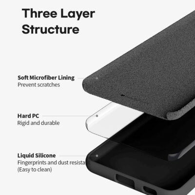 Juodas dėklas Samsung Galaxy G990 S21 FE 5G Mercury Silicone su skaidriu kietu sluoksniu ir mikropluošto pamušalu