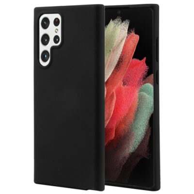Juodas dėklas Samsung Galaxy S22 Ultra Mercury Soft su matiniu paviršiumi ir išpjova kamerai