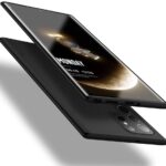 Juodas dėklas Samsung Galaxy S22 Ultra X-level Guardian, matomas nuokinis ir priekinis kampai