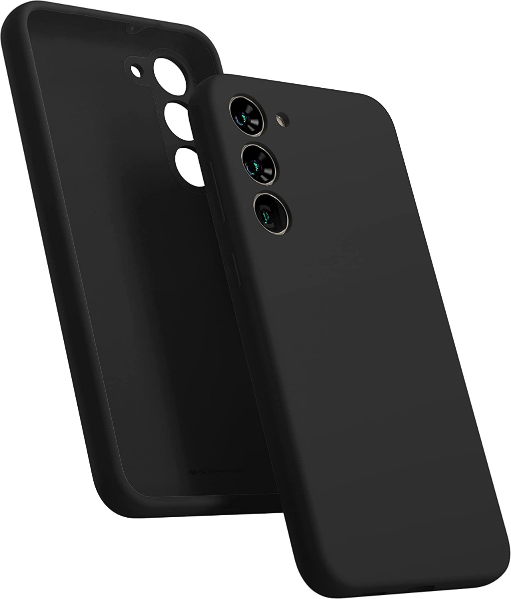 Juodas dėklas Samsung Galaxy S916 S23 Plus 5G Mercury Silicone Juodas silikoninis dėklas Samsung Galaxy S916 S23 Plus 5G su apsauga kameroms