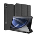 Juodas dėklas Samsung Galaxy Tab S9 FE X510 X516 Dux Ducis Domo su magnetine dangteliu ir pieštuko laikikliu