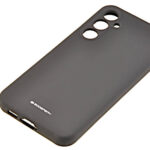 Juodas dėklas Samsung S711 S23 FE Mercury Silicone švelniu paviršiumi ir atviromis angomis kamerai