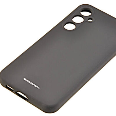 Juodas dėklas Samsung S711 S23 FE Mercury Silicone švelniu paviršiumi ir atviromis angomis kamerai