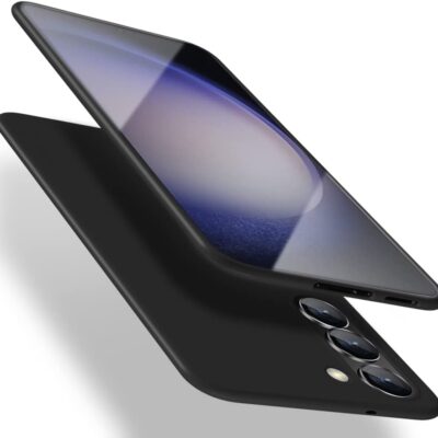 Juodas dėklas Samsung S711 S23 FE X-level Guardian telefonui, matomas iš priekio ir galo