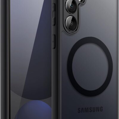 Juodas dėklas Samsung S721 S24 FE Matte MagSafe su apsauga kamerai ir matiniu paviršiumi